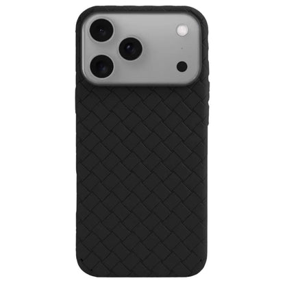 iPhone 17 Pro Max Luxury Weave Breathable Cooling Matte Soft Silicon Grid Case - Black