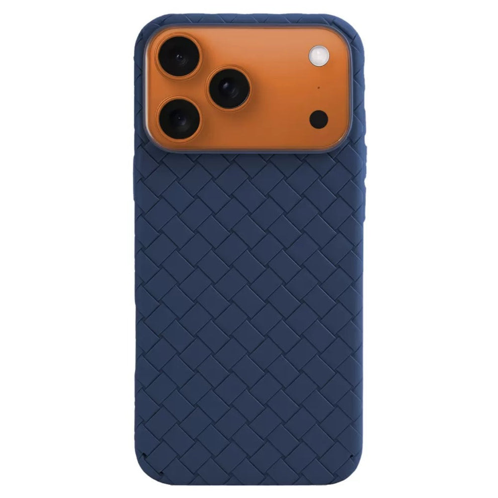 iPhone 17 Pro Max Luxury Weave Breathable Cooling Matte Soft Silicon Grid Case - Blue