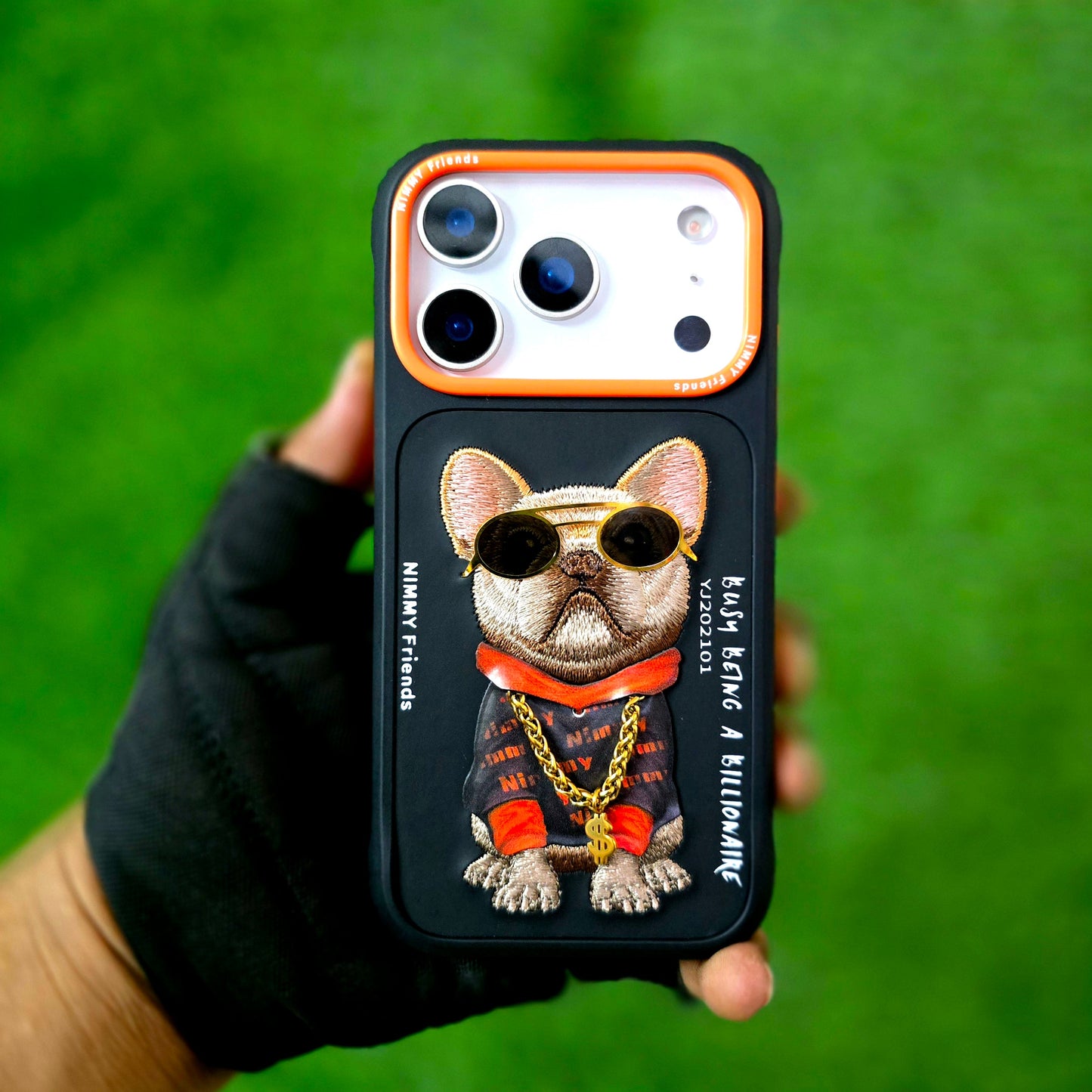 iPhone 17 Pro Max Nimmy Case, Swag Dog 3D Embroidery Swag Dog Real Chain Case