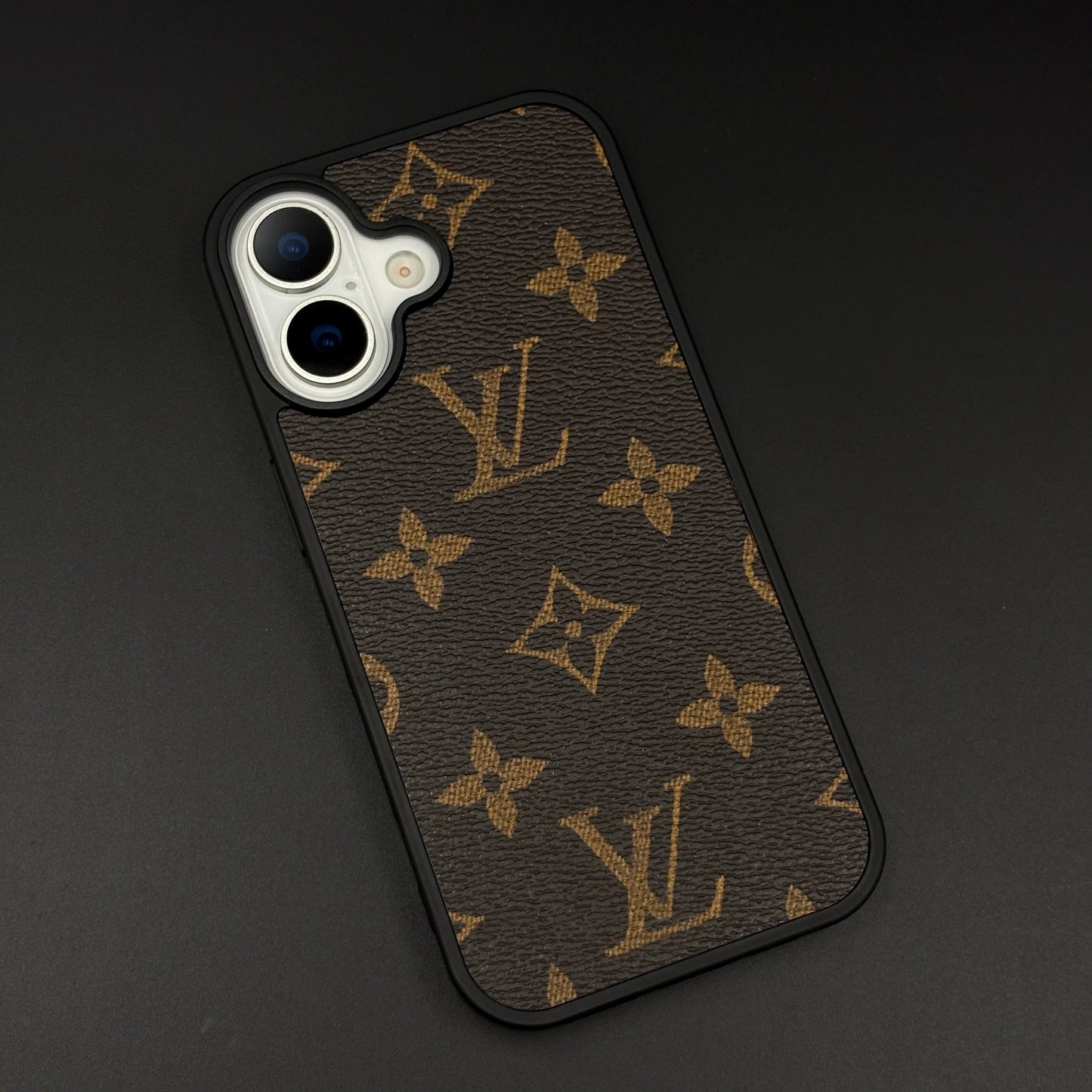 iPhone 17 LV Leather Case, Luxurious Louis Vuitton Leather Case - Brown