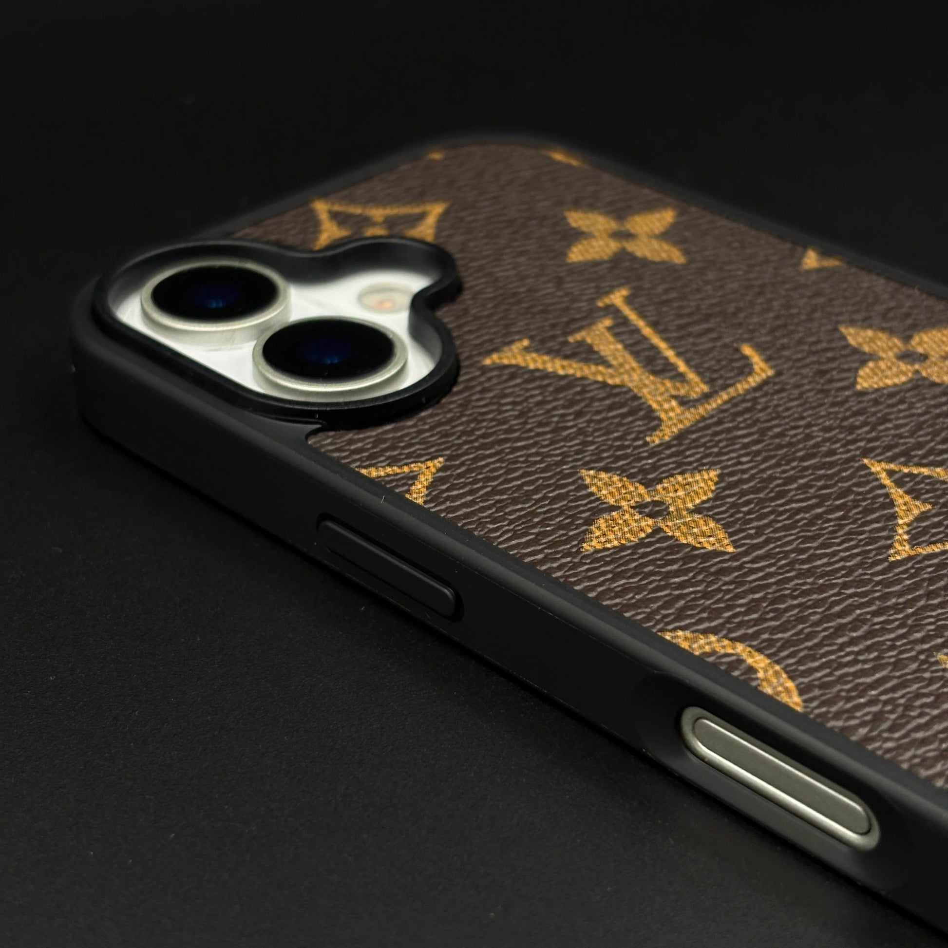 iPhone 17 LV Leather Case, Luxurious Louis Vuitton Leather Case - Brown