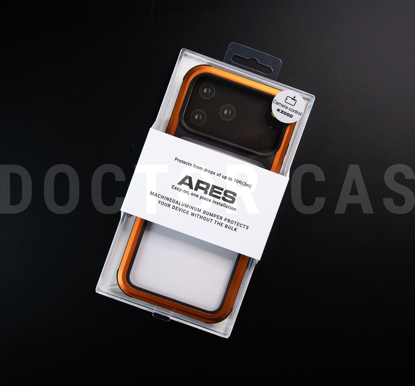 iPhone 17 Pro Max Kzdoo ARCE Case Series Aluminum Bumper Transparent Back Cover - Orange