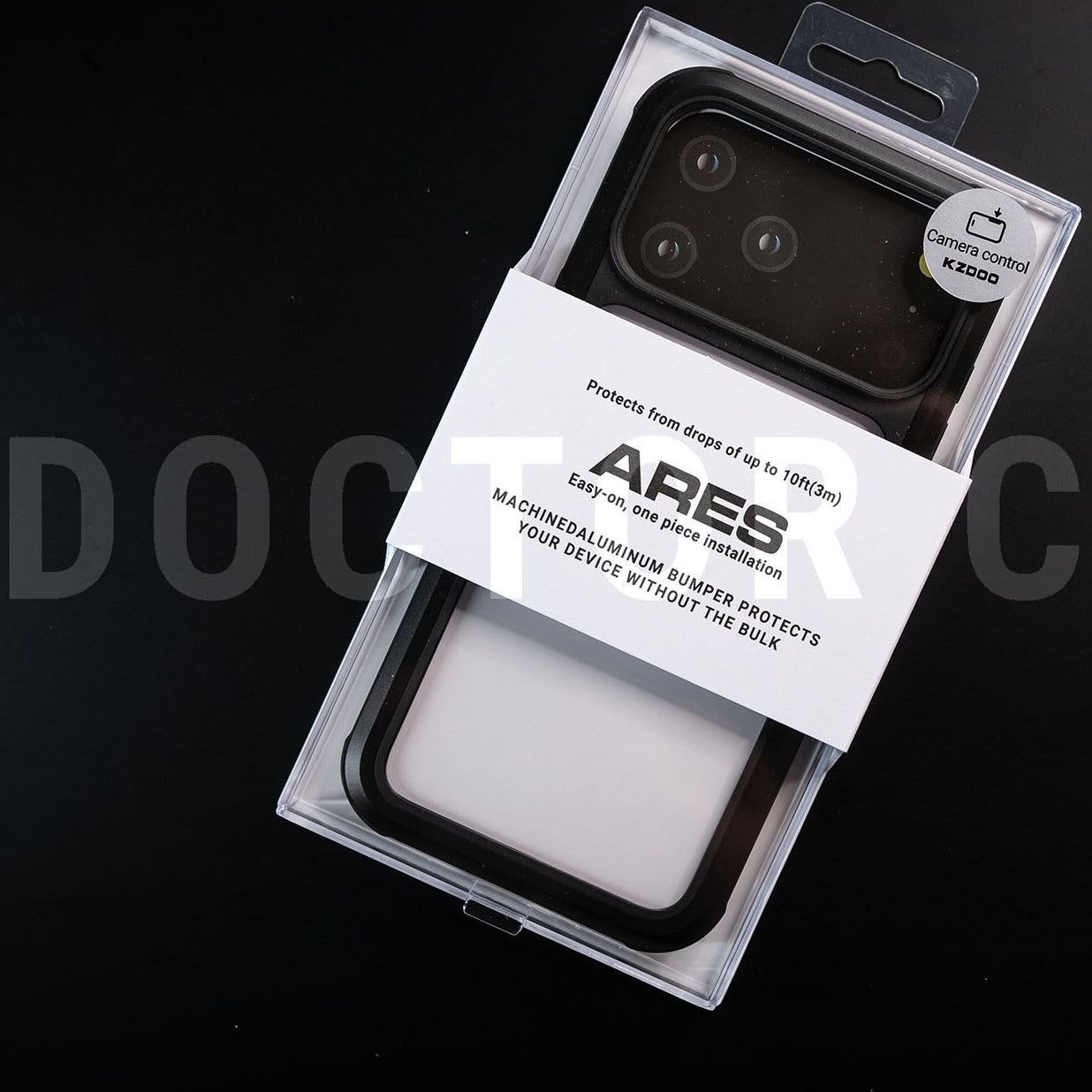 iPhone 17 Pro Max Kzdoo ARCE Case Series Aluminum Bumper Transparent Back Cover - Black