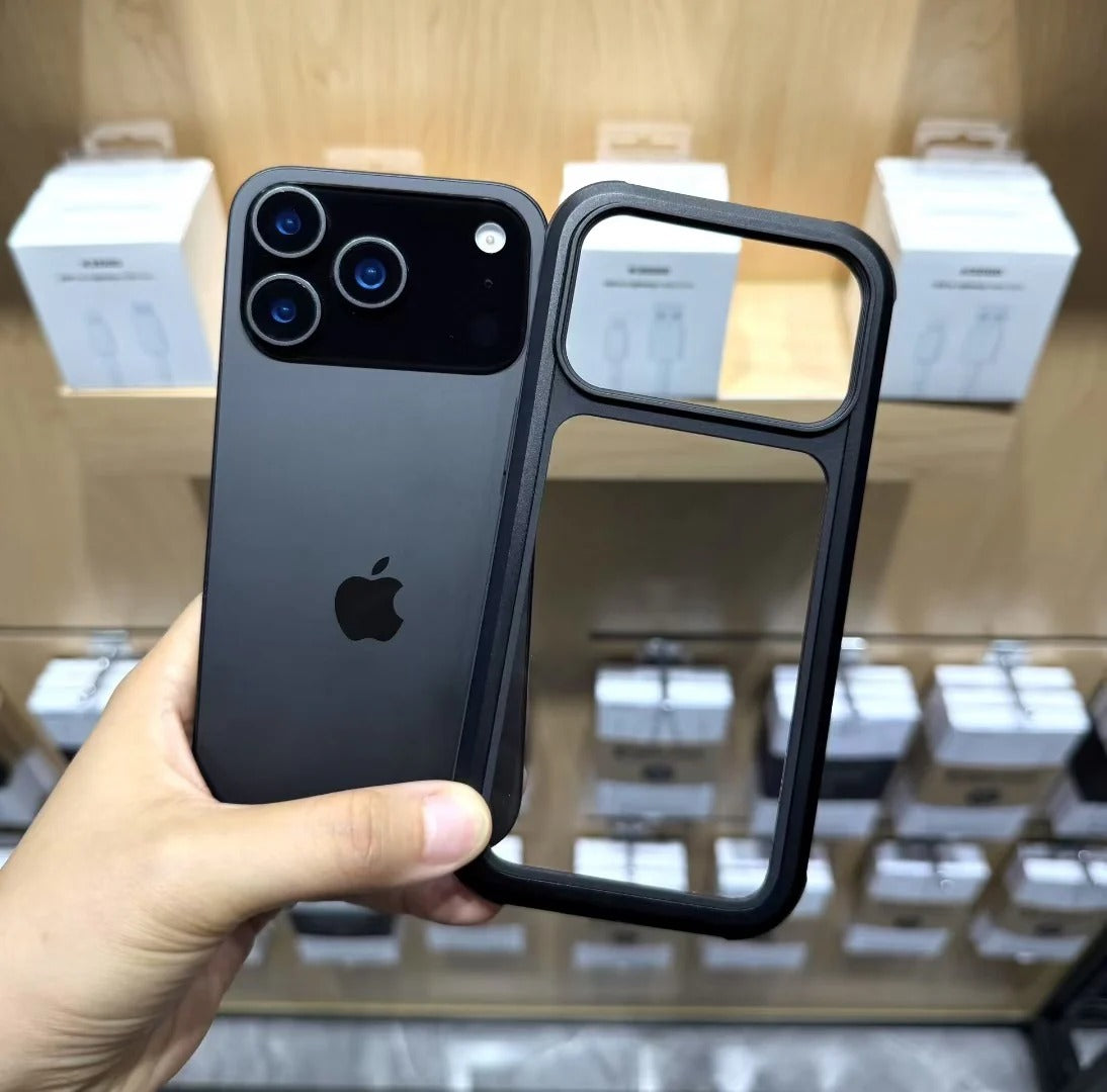 iPhone 17 Pro Max Kzdoo ARCE Case Series Aluminum Bumper Transparent Back Cover - Black