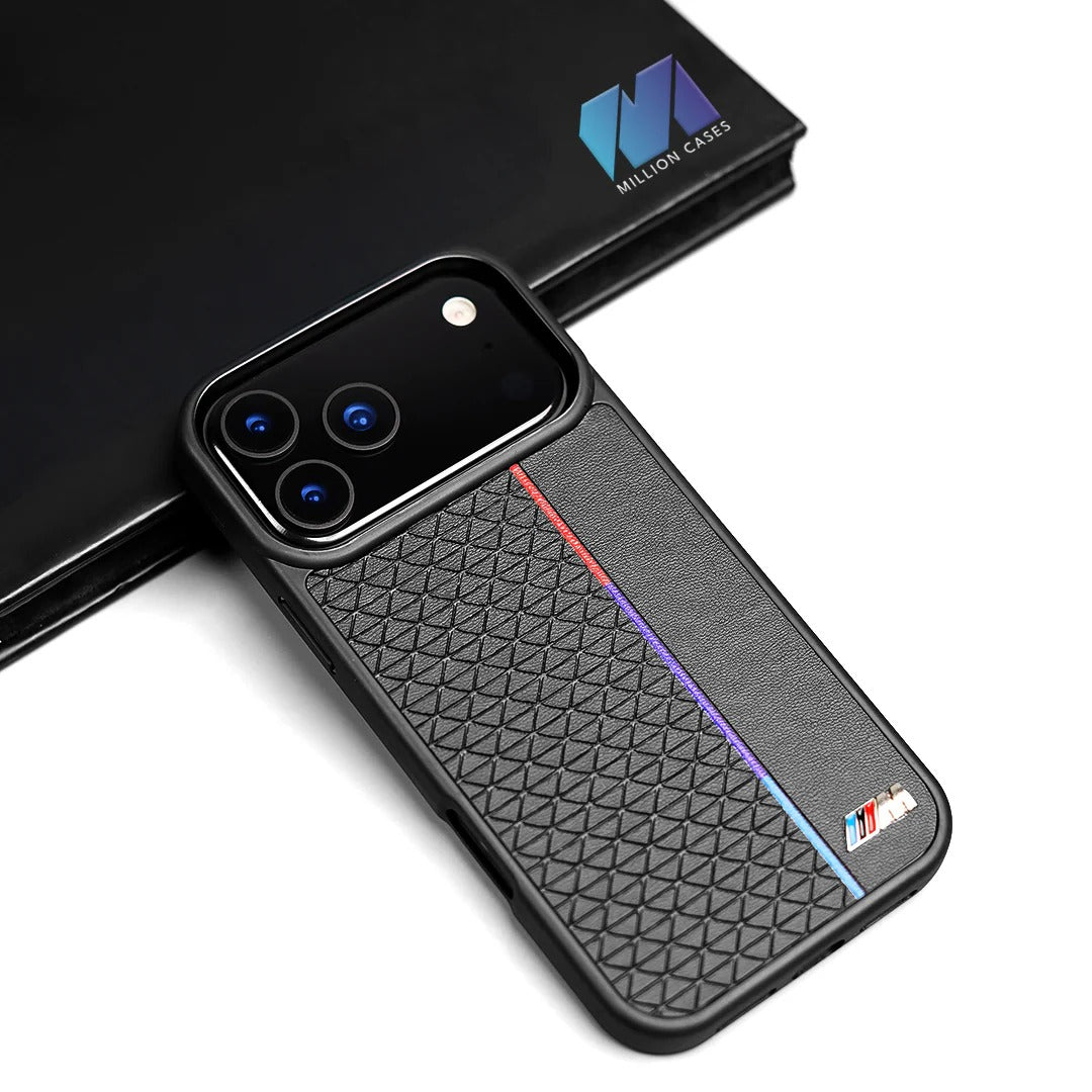 iPhone 17 Pro Max BMW Case, BMW M Sport Performance Series Leather Back cover - Black