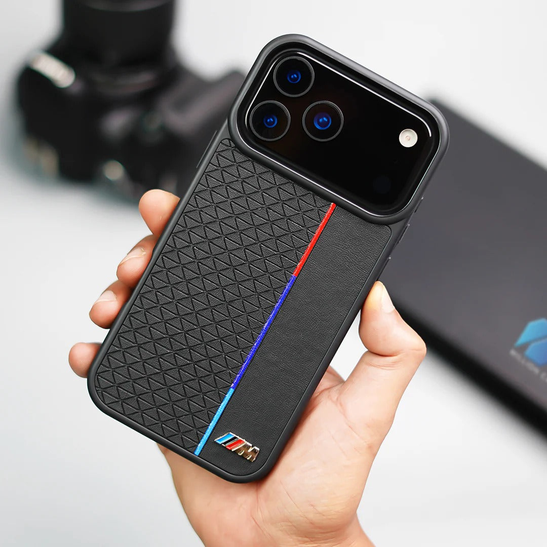 iPhone 17 Pro Max BMW Case, BMW M Sport Performance Series Leather Back cover - Black