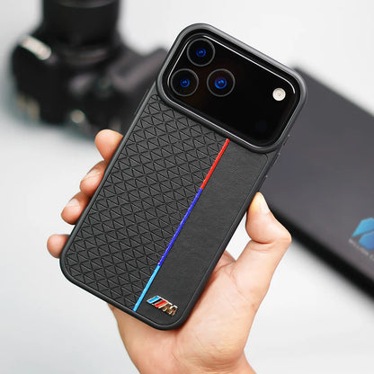 iPhone 17 Pro Max BMW Case, BMW M Sport Performance Series Leather Back cover - Black