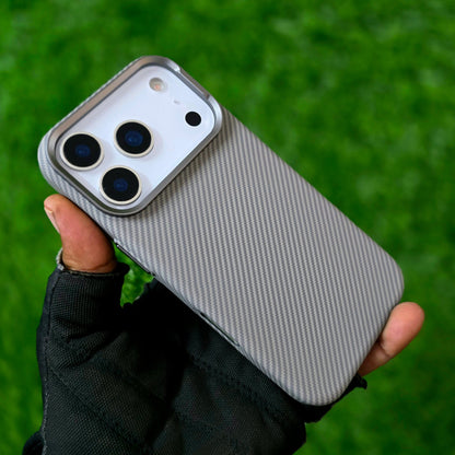 iPhone 17 Pro Max Carbon Case, 600D Carbon Fiber Texture Hard PC with Magsafe - Titanium