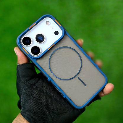 iPhone 17 Pro Max Hybrid Semi-Transparent Anti-Drop Back Cover with Magsafe - Blue