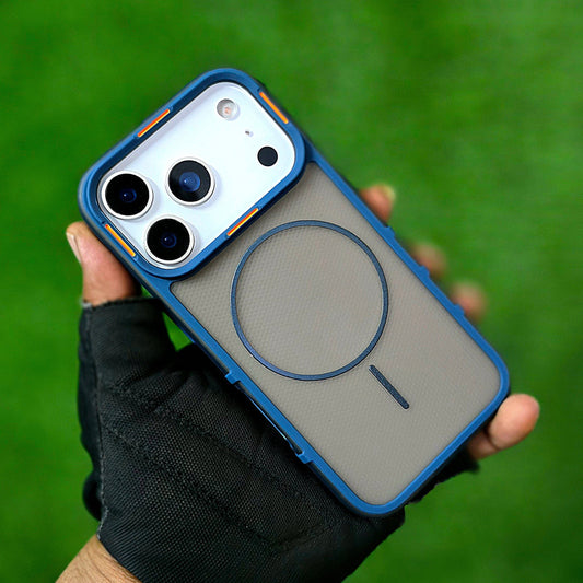 iPhone 17 Pro Max Hybrid Semi-Transparent Anti-Drop Back Cover with Magsafe - Blue