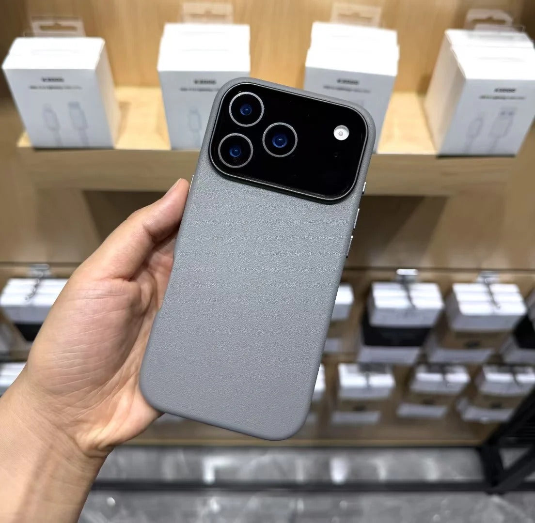 iPhone 17 Pro Max Leather Cover, Genuine Kzdoo Noble Collection Series Leather Case - Grey