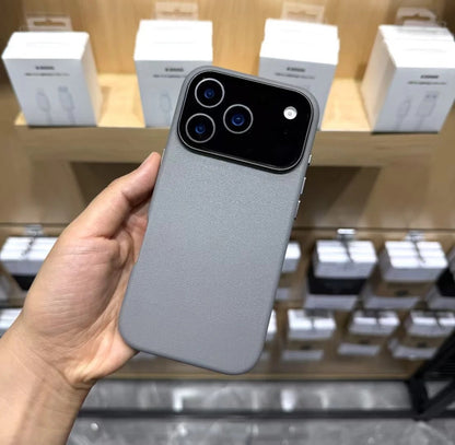 iPhone 17 Pro Max Leather Cover, Genuine Kzdoo Noble Collection Series Leather Case - Grey