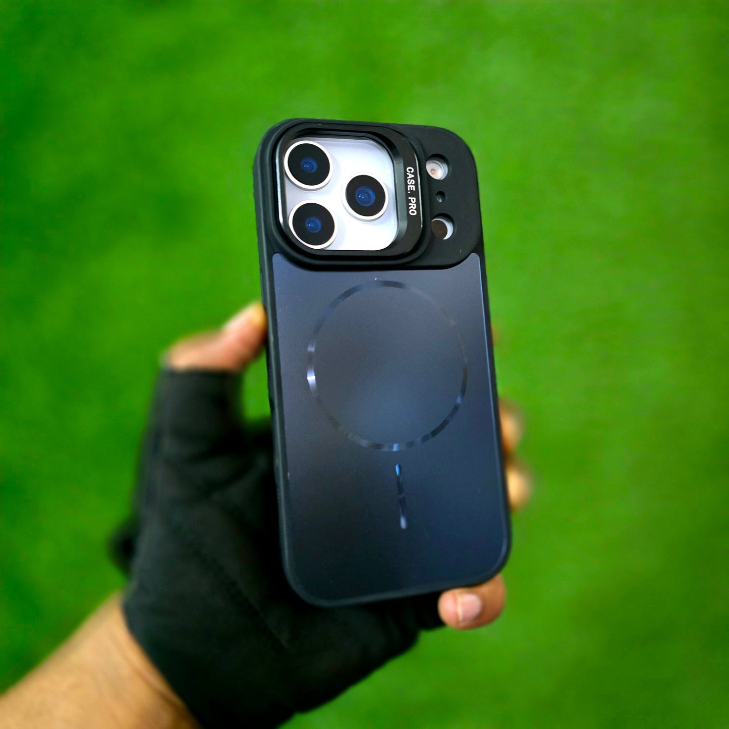 iPhone 17 Pro Max Matte Finish Metal Camera Kickstand Back Cover with Magsafe - Black