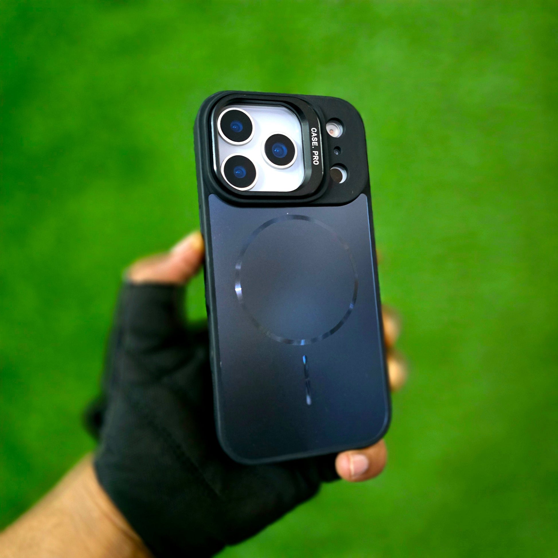 iPhone 17 Pro Max Matte Finish Metal Camera Kickstand Back Cover with Magsafe - Black