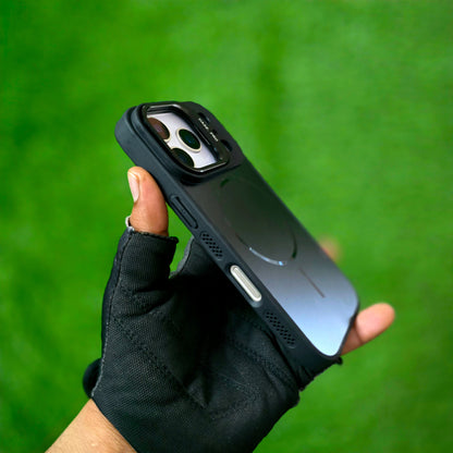 iPhone 17 Pro Max Matte Finish Metal Camera Kickstand Back Cover with Magsafe - Black