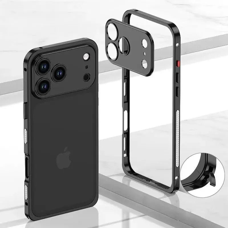 iPhone 17 Pro Max Metal Bumper Case, Element X Cooling with Camera Protector - Black