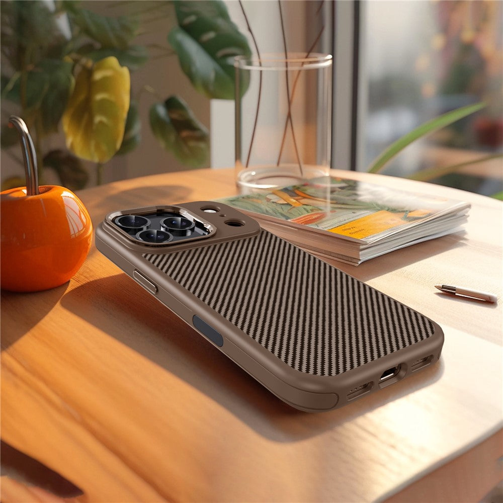 iPhone 17 Pro Max Soft Carbon Texture Case with Camera Control Button and Magsafe - Desert Brown