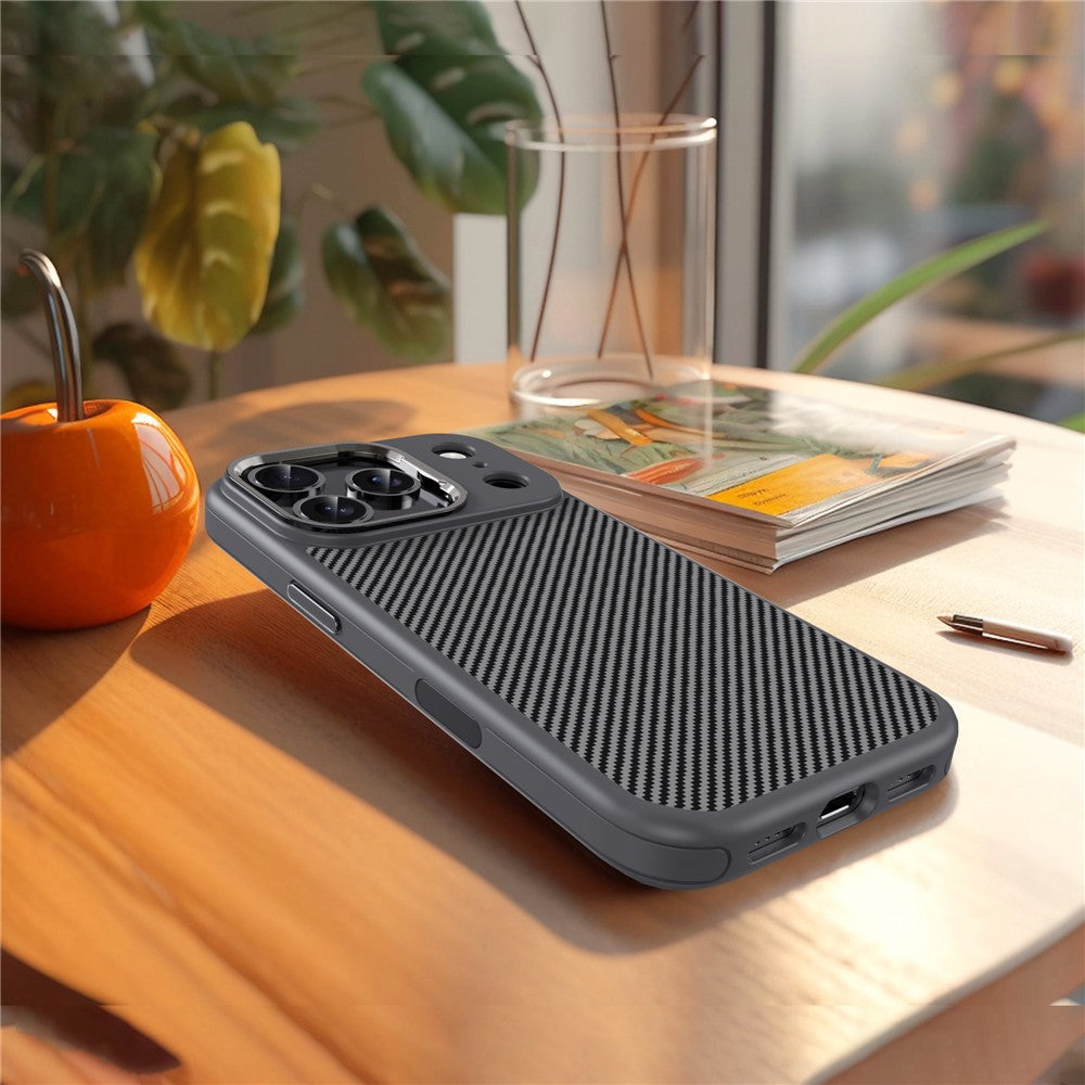 iPhone 17 Pro Max Soft Carbon Texture Case with Camera Control Button and Magsafe - Grey