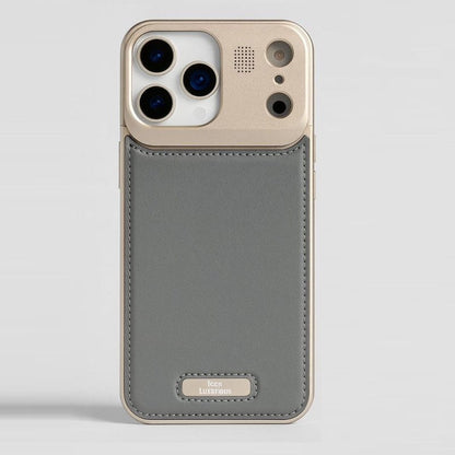 iPhone 17 Pro Max Metal Case, AeroFLex Aluminum + Leather Case with Aroma Perfume Cover with Magsafe - Grey