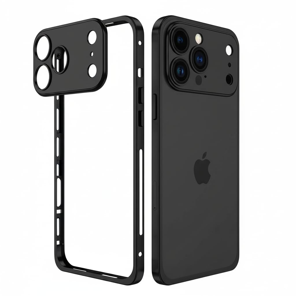 iPhone 17 Pro Max Metal Bumper Case, Element X Cooling with Camera Protector - Black