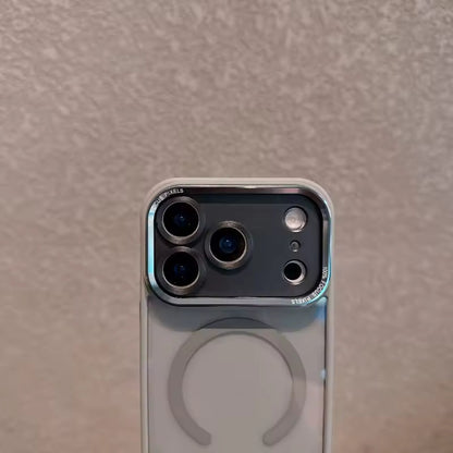 iPhone 17 Pro Max Semi Transparent Luxury Metal Lens Frame Cover with Magsafe - Grey