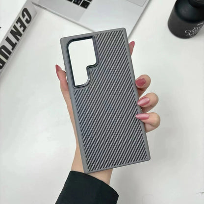 Samsung Galaxy S24 Ultra Matte Finish Defender Series Carbon Kevlar Case with Metal Camera Protection - Grey