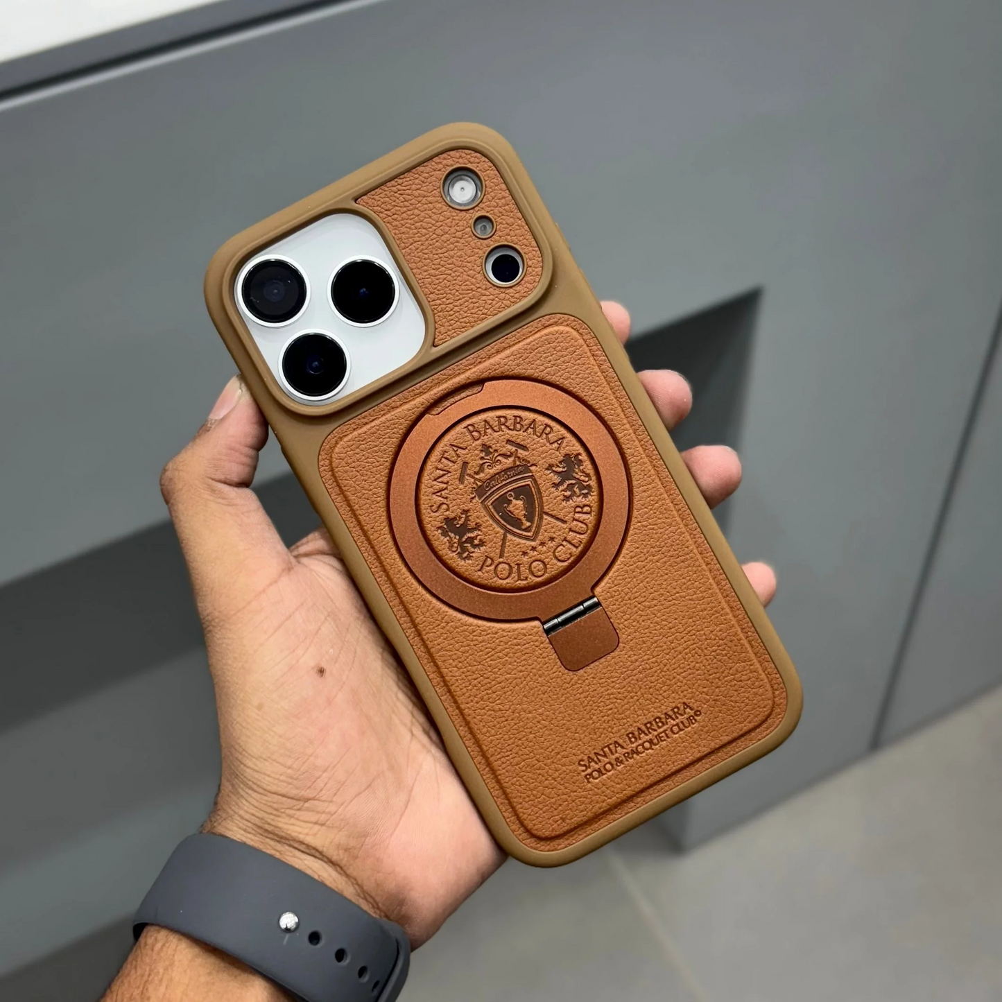 iPhone 17 Pro Max Genuine Leather Original Santa Barbara Polo Club Primo Series Case with Magsafe - Brown