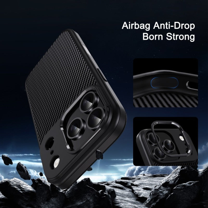 iPhone 17 Pro Max Soft Carbon Texture Case with Camera Control Button and Magsafe - Black