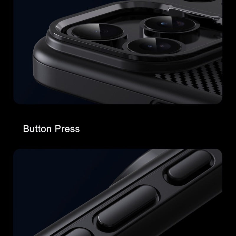 iPhone 17 Pro Max Soft Carbon Texture Case with Camera Control Button and Magsafe - Black