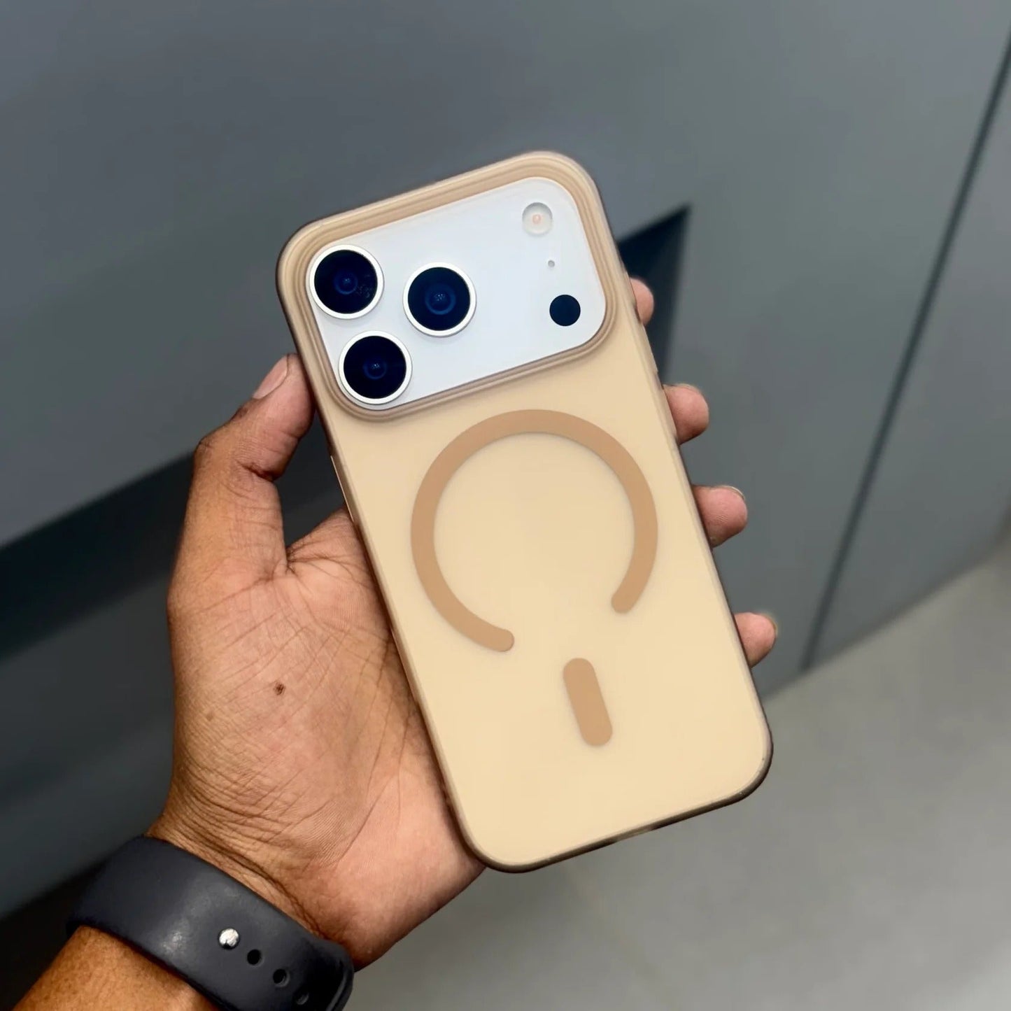 iPhone 17 Pro Max 0.8mm Thin Semi Transparent Matte Finish Smoky Cover with Magsafe - Desert Titanium