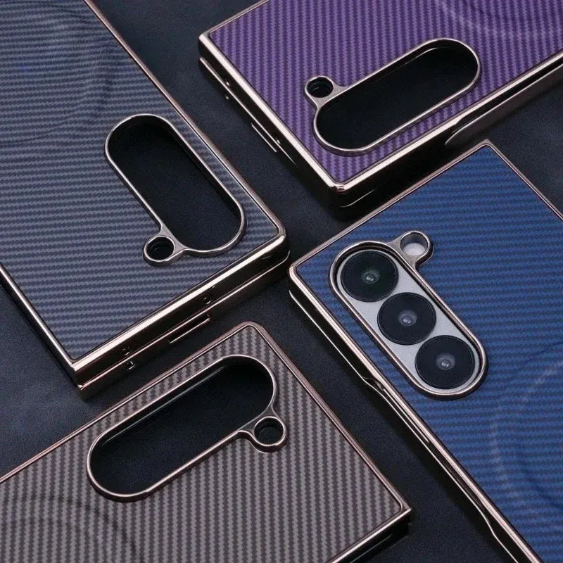 Samsung Galaxy Z Fold7 Carbon Texture Copper Electroplating Case with Magsafe - Black