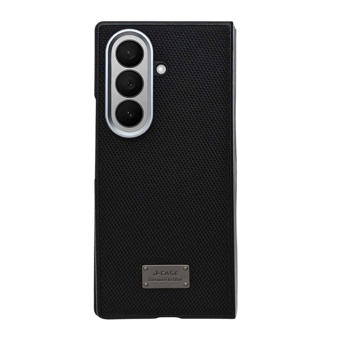 Samsung Galaxy Z Fold7 Vegan Leather Case Slim Cover with Metal Camera Protection - Grey