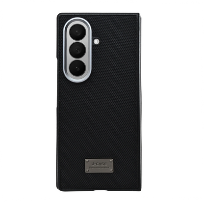 Samsung Galaxy Z Fold7 Vegan Leather Case Slim Cover with Metal Camera Protection - Grey