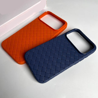 iPhone 17 Pro Max Luxury Weave Breathable Cooling Matte Soft Silicon Grid Case - Blue