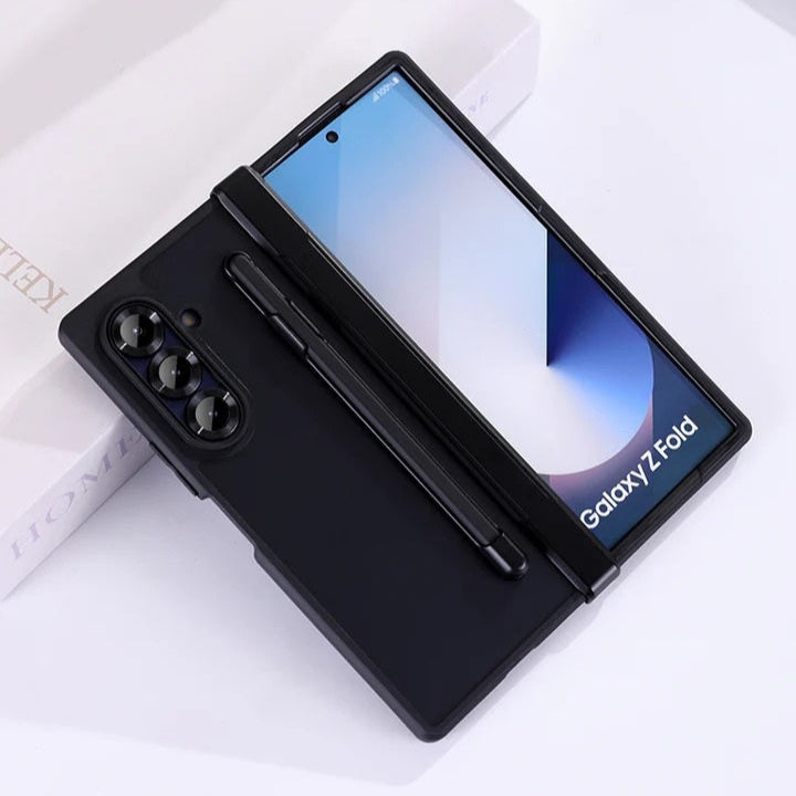 Samsung Galaxy Z Fold7 S-Pen Case, Anti-Yellowing Shockproof Hybrid Case with Hinge Protection - Black
