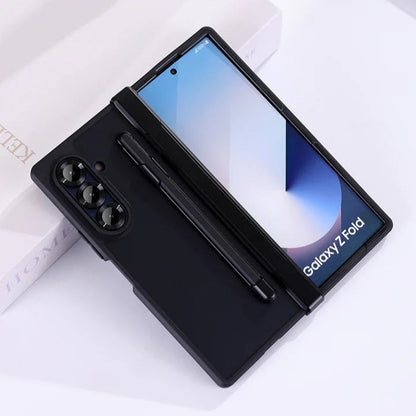 Samsung Galaxy Z Fold7 S-Pen Case, Anti-Yellowing Shockproof Hybrid Case with Hinge Protection - Black