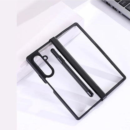 Samsung Galaxy Z Fold7 S-Pen Case, Anti-Yellowing Shockproof Hybrid Case with Hinge Protection - Black