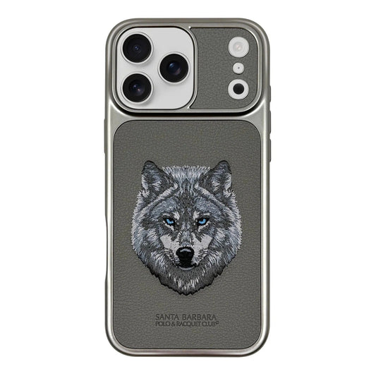 iPhone 17 Pro Max Genuine Leather Original Santa Barbara Polo Club Savanna Series Case - Grey
