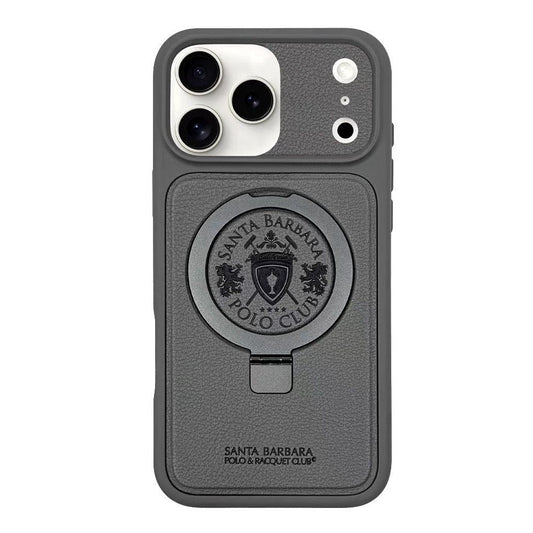iPhone 17 Pro Max Genuine Leather Original Santa Barbara Polo Club Primo Series Case with Magsafe - Grey