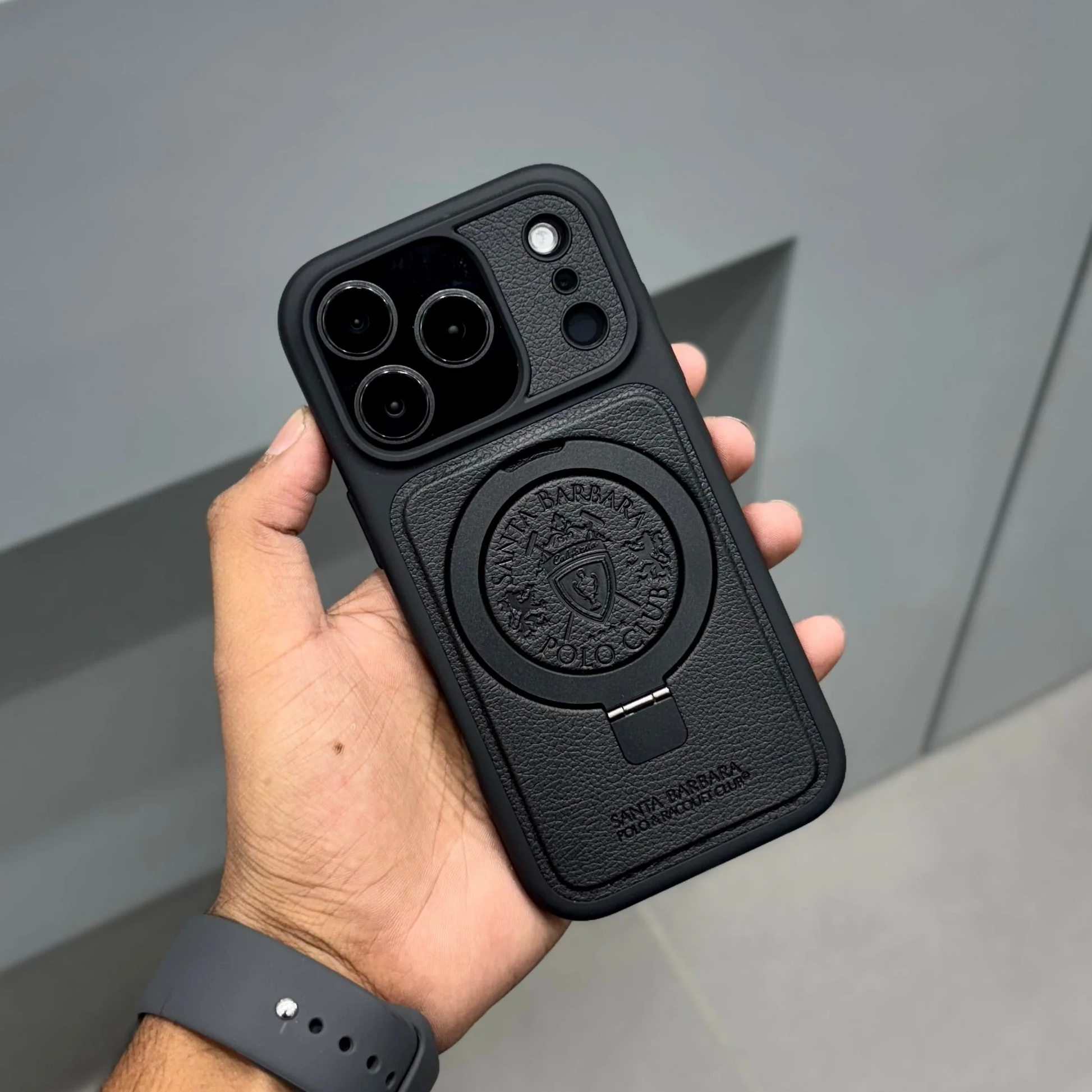 iPhone 17 Pro Max Genuine Leather Original Santa Barbara Polo Club Primo Series Case with Magsafe - Black