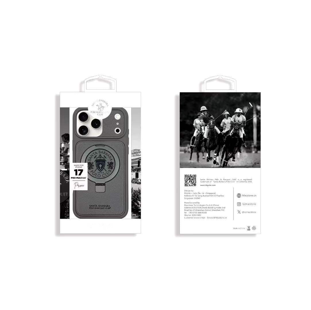 iPhone 17 Pro Max Genuine Leather Original Santa Barbara Polo Club Primo Series Case with Magsafe - Grey