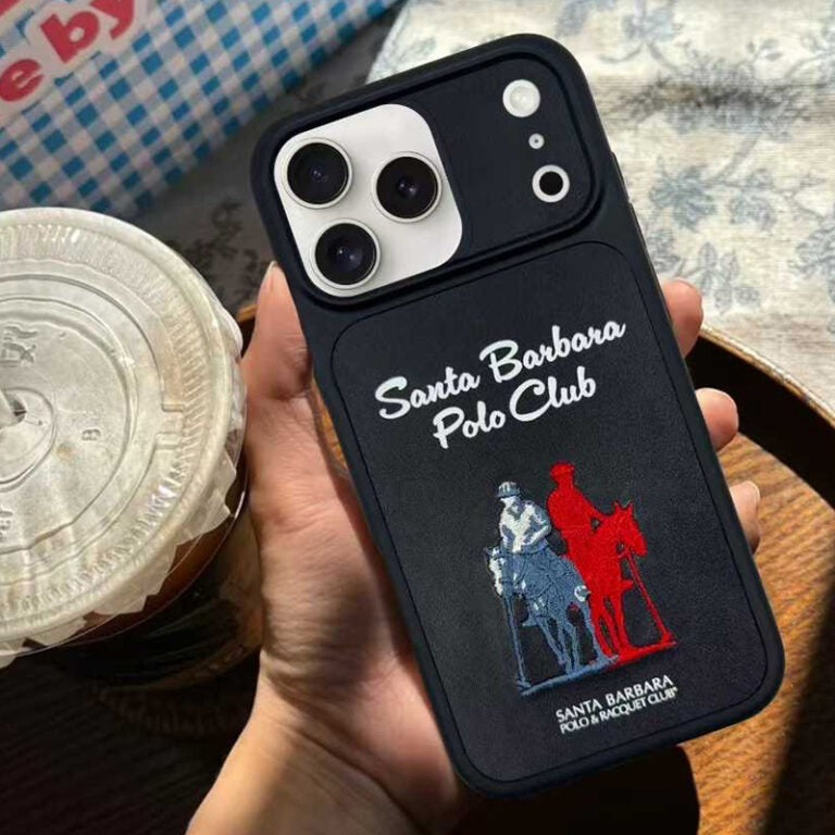 iPhone 17 Pro Max Genuine Leather Original Santa Barbara Polo Club Questa Series Case with Magsafe - Black