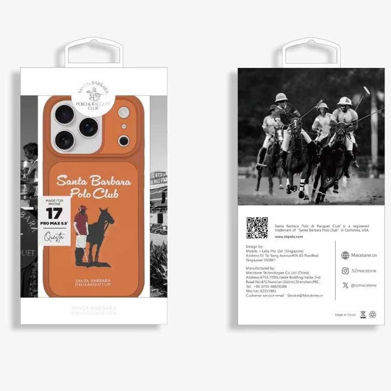 iPhone 17 Pro Max Genuine Leather Original Santa Barbara Polo Club Questa Series Case with Magsafe - Orange