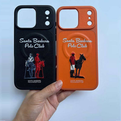 iPhone 17 Pro Max Genuine Leather Original Santa Barbara Polo Club Questa Series Case with Magsafe - Black