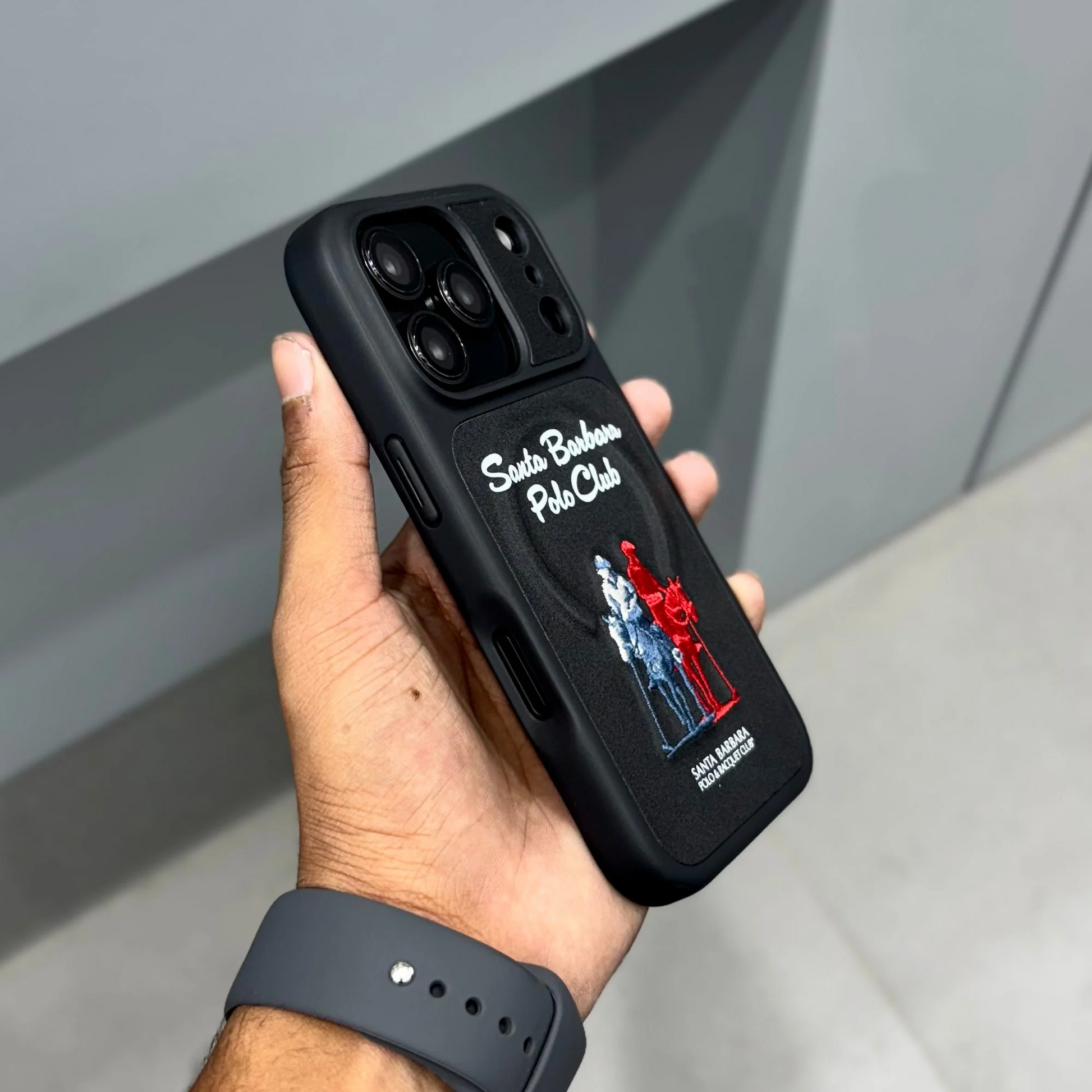 iPhone 17 Pro Max Genuine Leather Original Santa Barbara Polo Club Questa Series Case with Magsafe - Black