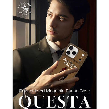 iPhone 17 Pro Max Genuine Leather Original Santa Barbara Polo Club Questa Series Case with Magsafe - Brown