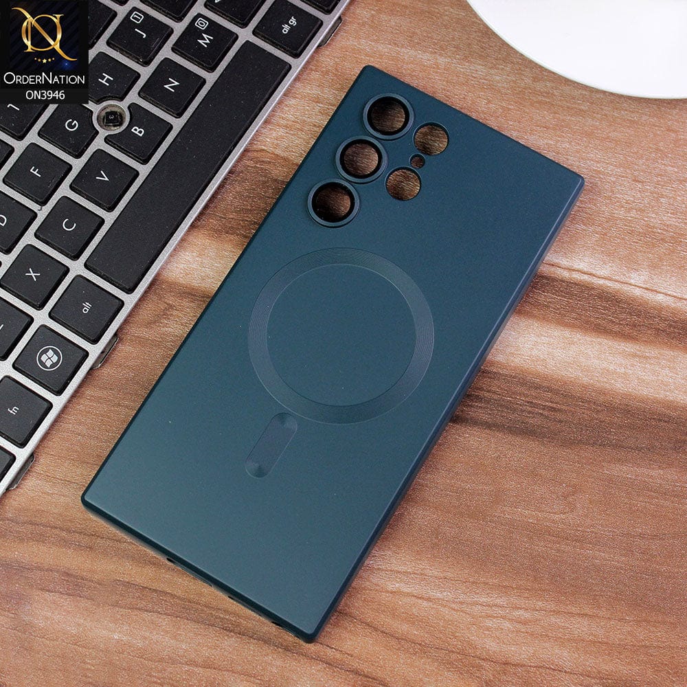 Samsung Galaxy S23 Ultra Silicon Magsafe Case With Camera Protection - Green