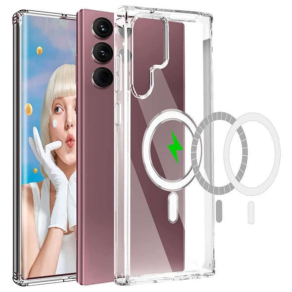 Samsung Galaxy S23 Ultra Hybrid Magnetic Protective Clear Case - Transparent