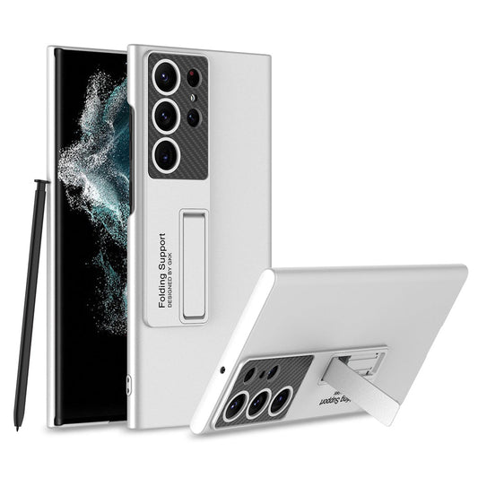 Samsung Galaxy S24 Ultra Super Slim Hard PC Lightweight Case with Invisible Kickstand - Silver